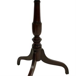 George III mahogany tripod table, square tilt-top with rounded corners, on turned stem with three out-splayed supports
Provenance: From the Estate of the late Dowager Lady St Oswald