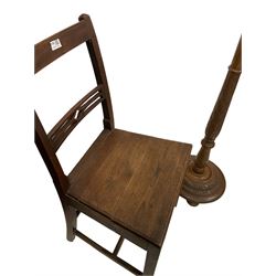 Oak farmhouse chair with turned standard lamp