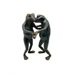 Bronze of two dancing frogs with gilt highlights H29cm 