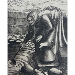 Frederick George Austin (British 1902-1990): 'Old Woman at a Well', drypoint etching signed titled dated 1928 and numbered 7/50 in pencil 13m x 11cm (unframed) Provenance: direct from the granddaughter of the artist