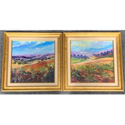 Madani (20th century) pair of oils on canvas, Continental landscapes signed, 41cm x 41cm 