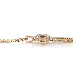 18ct rose gold baguette and round brilliant cut diamond cross pedant necklace, stamped 750, total diamond weight approx1.50 carat