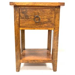 Barker & Stonehouse Santa Fe bedside lamp table, fitted with one drawer, raised on square supports united by under tier, 50cm x 40cm, H71cm