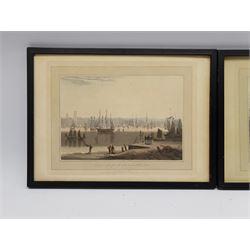 William Daniell RA (British 1769-1837): 'The Townsend Mill' 'Seacombe Ferry' and 'Liverpool taken from the opposite side of the River', set three hand-coloured aquatints pub. 1815, 23cm x 31cm (3)