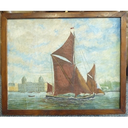  English School (20th century): Portrait of a Fully Rigged Ship, oil on canvas signed Opawa, together with two further maritime oils by different hands, max 60cm x 78cm (3)  