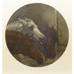 After John Frederick Herring Snr (British 1795-1865): 'Members of the Agricultural Society', hand-coloured engraving by Charles Tompkins pub. 1851, 59cm diameter