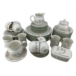 Royal Doulton Expressions Florentina part dinner and tea service comprising ten dinner plates, eleven bowls, nine side plates, eleven tea plates, six tea cups & saucers, four mugs, sugar bowl & cover, milk jug, butter dish, sauce boat & stand