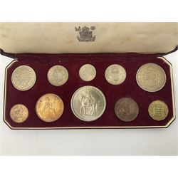 Queen Elizabeth II 1953 specimen coin set, farthing to crown coin, cased
