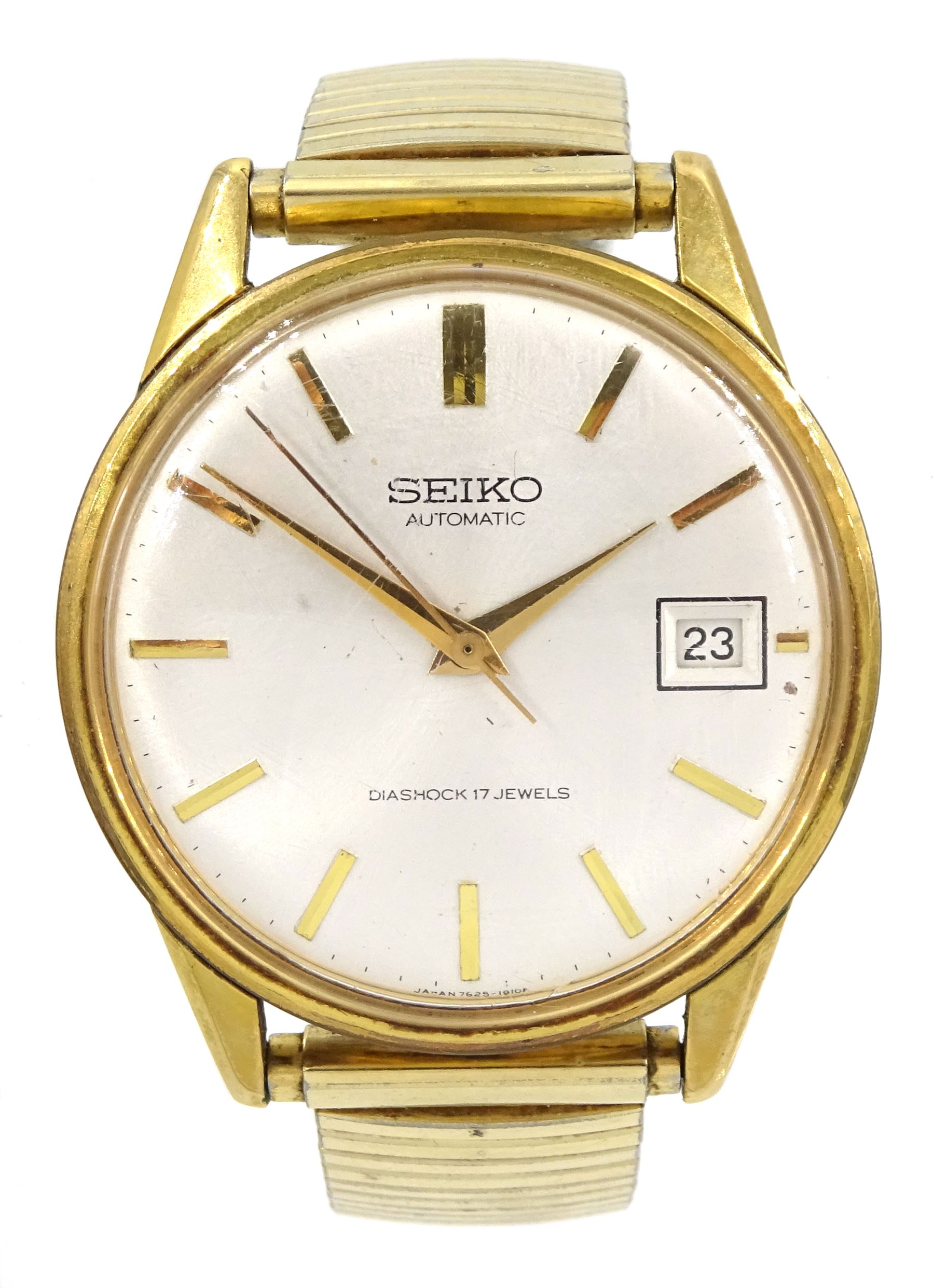 DS Seiko gentleman's automatic gold-plated and stainless steel wristwatch,  model No. 7625-1990, on expanding gilt st - Jewellery, Watches & Silver
