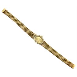 Buche-Girod 9ct gold ladies bracelet wristwatch, with diamond set bezel 