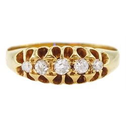Early 20th century 18ct gold five stone old cut diamond ring, Chester 1916, total diamond weight 0.15 carat approx