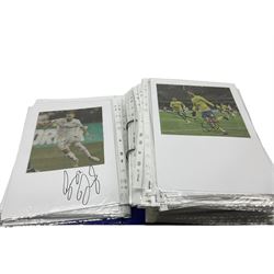 Leeds United football club - various autographs and signatures including Calvin Phillips, Patrick Bamford, Adam Forshaw, Tyler Roberts etc, in one folder