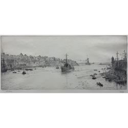 William Lionel Wyllie (British 1851-1931): 'Valletta Harbour', etching signed and numbered LXXX in pencil 16cm x 38cm
