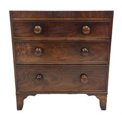 19th century mahogany chest, fitted with thee drawers