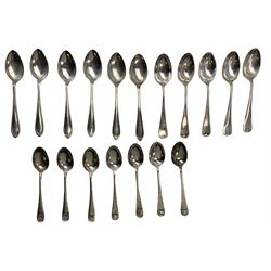 Five silver picture back coffee spoons with 'I Love Liberty', sailing ship etc Sheffield 1943 Maker Thomas Bradbury & Sons and two other sets of six coffee spoons 7oz
