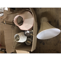 Box of ceiling lights, sconces, lamps and shades 