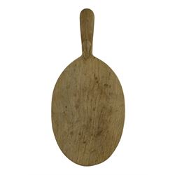 Mouseman - oak cheeseboard, of oval form, the handle with carved with mouse signature, by the workshop of Robert Thompson, Kilburn