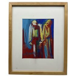 Neil Palliser (Northern British 20th Century): 'Prisoners', pastel unsigned and titled, with original study attached verso, 29cm x 23cm 