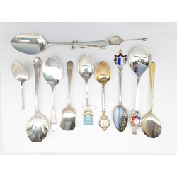 Silver and enamel 'Queens Beast' spoon London 1977 Maker Toye Kenning and Spencer and various other silver spoons etc