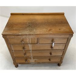 Trevor 'Squirrelman' Hutchinson of Husthwaite - Yorkshire oak chest, fitted with two short and three long drawers raised on short panel sided supports, carved with squirrel signature (W92cm, H94cm, D50cm)