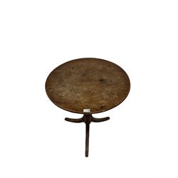 Late 18th century mahogany tripod table, circular top on turned column, three splayed supports